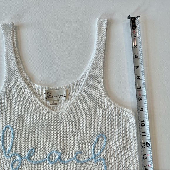 Vintage Havana Knit Tank Top with Blue 'Beach’ Embroidery Sweater Tank Small - Picture 6 of 9